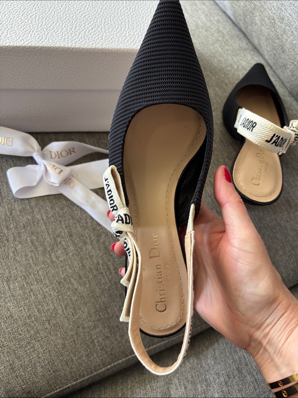 Dior Christian Dior Black J'Adior Slingback Kitten Heel Pumps 36 1/2 EU - NWT - Picture 7 of 15